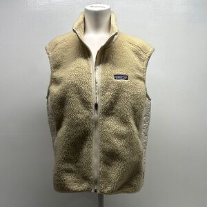 Patagonia Women's Retro-X Vest Sleeveless Full Zip Pockets Sherpa Ivory Size XL